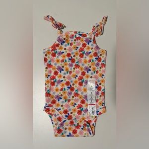 NWT Jumping Beans Onesie Bodysuit Tank with Bows Multicolor Flowers